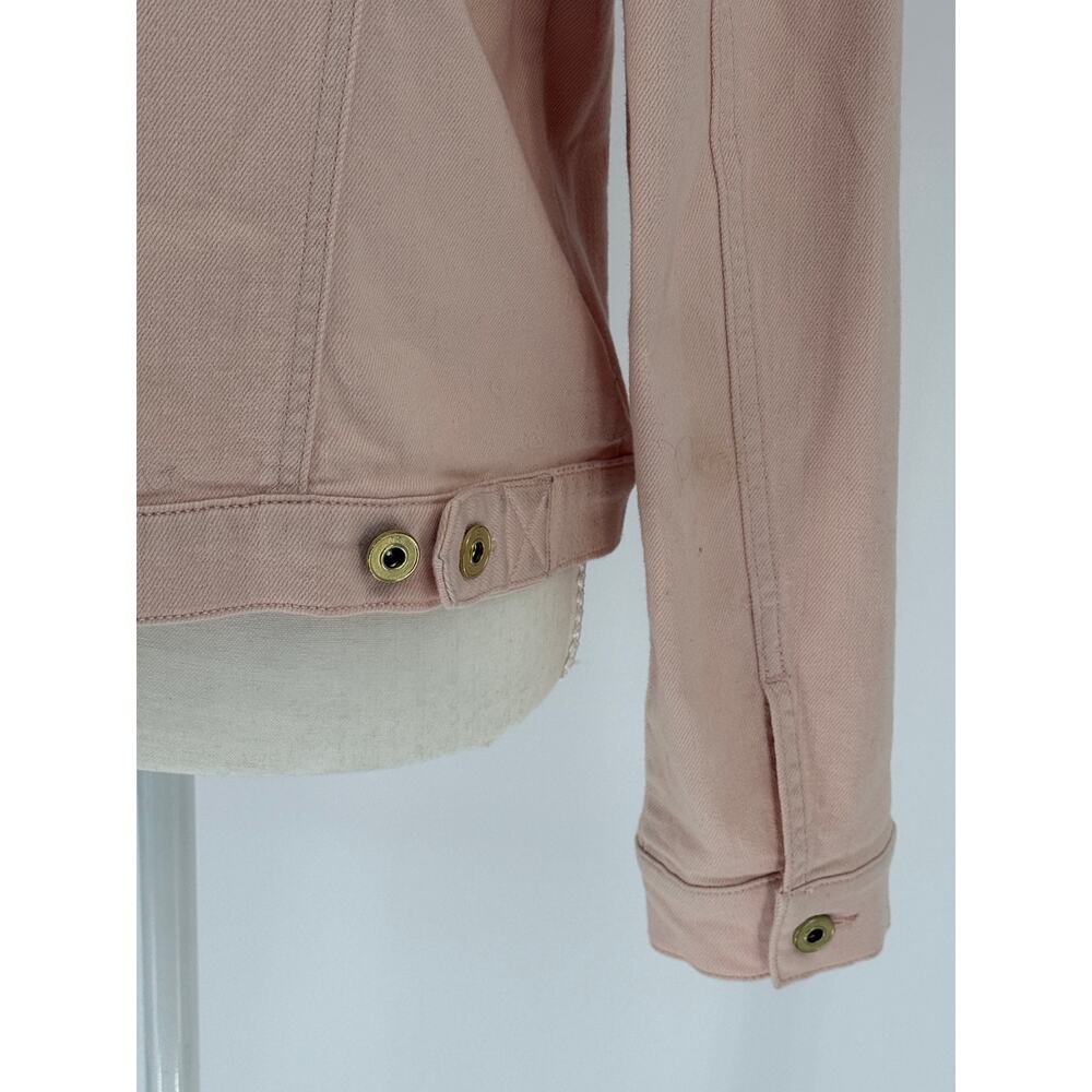 Tommy Hilfiger Womens Pale Pink Blush Denim Trucker Jacket Size Large Y2K Preppy - Picture 9 of 9